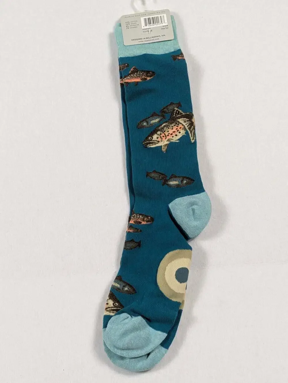 ModSocks Trout Fishing Men's Crew Socks, Deep Teal men's 10 and 1/2